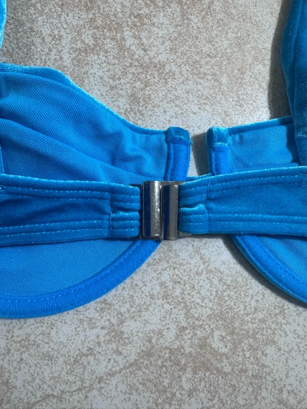 Nasty Gal Turquoise Velvet Bikini Top